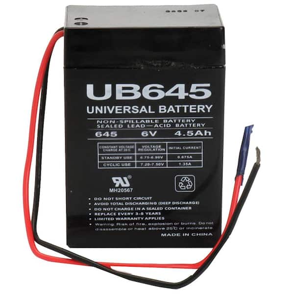 UPG 6-Volt 4.5 Ah Sealed Lead Acid (SLA) AGM Rechargeable Battery UB645 -  The Home Depot