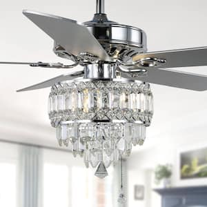 52 in. Indoor Crystal Chrome Finish Ceiling Fan with Reversible Blades with Remote Control