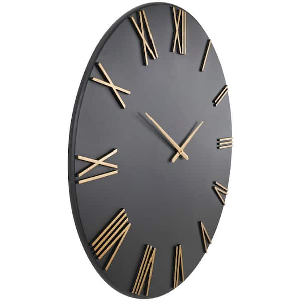 HOME black leather gold letters Wall Clock by JArt