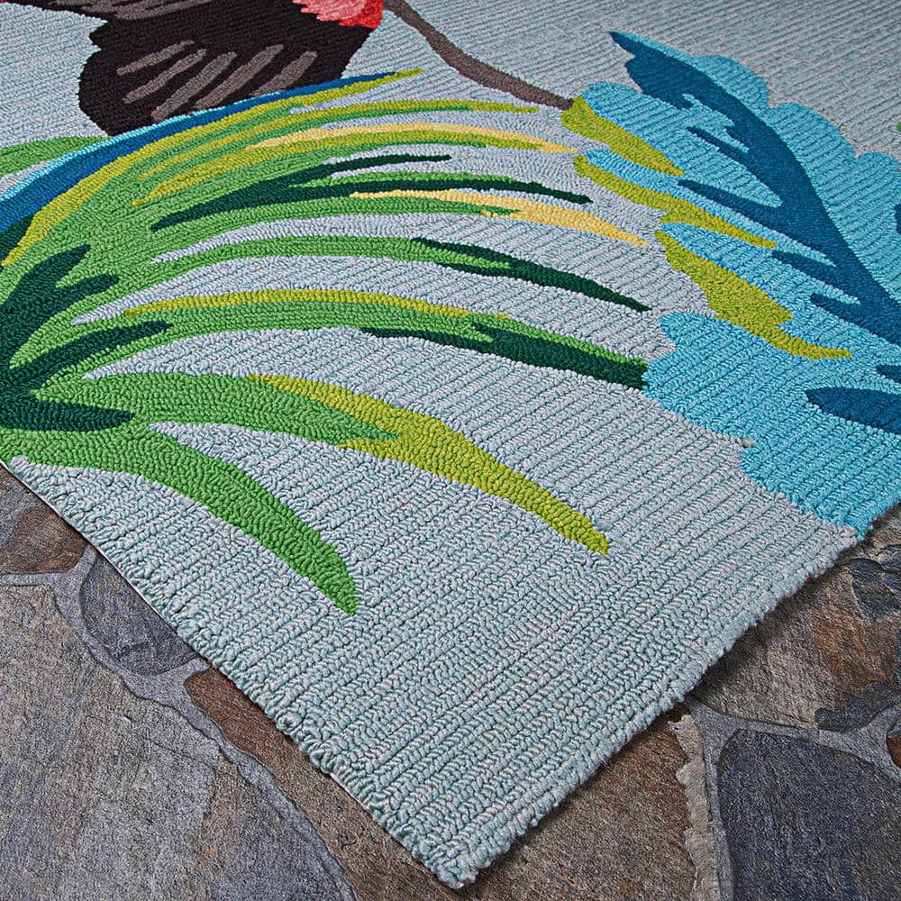 Covington Handmade Tropical Blue Rectangular Synthetic Area Rug, 3'6" x 5'6"