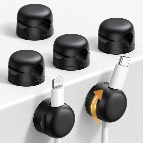 6Pack Rotatable Cord Organizer Spring Cable Clips Desk Phone Charger Cable Management Adhesive Wire Holder