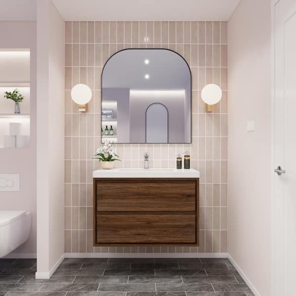 Moreno Bath Sage 36 in. W Vanity in White Oak with Reinforced Acrylic Vanity Top in White with White Basin
