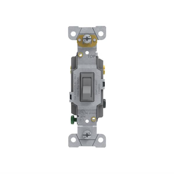 15 Amp 3-Way Light Switch Residential Gray
