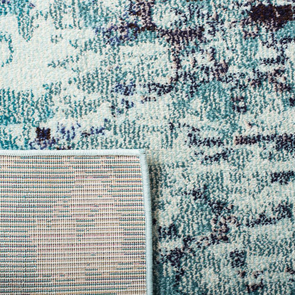 Gray and Blue Hand-knotted Synthetic Runner Rug