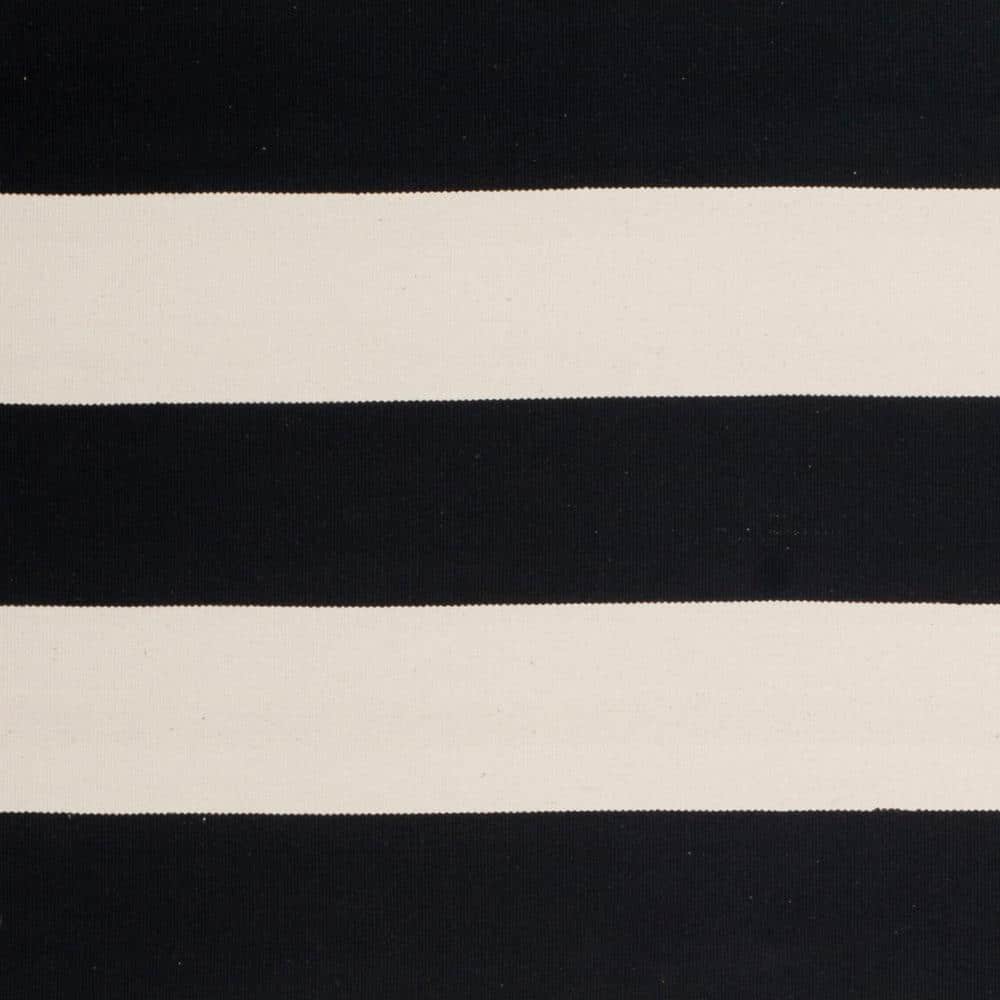Coastal Charm Black and Ivory Cotton 4' Square Handwoven Rug