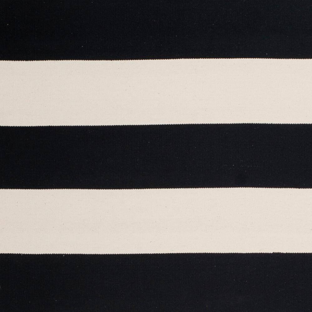 Black and Ivory Striped Cotton Square Rug, 6' x 6'