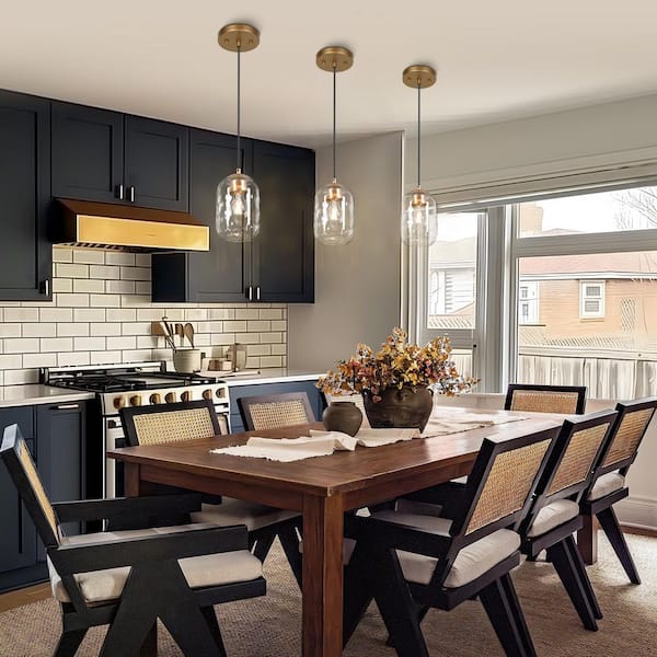 Zevni Modern Farmhouse 1-Light Dark Gold Pendant Light, Water