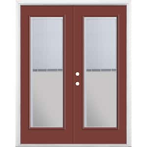 60 in. x 80 in. Red Bluff Steel Prehung Right-Hand Inswing Mini Blind Patio Door in Vinyl Frame with Brickmold