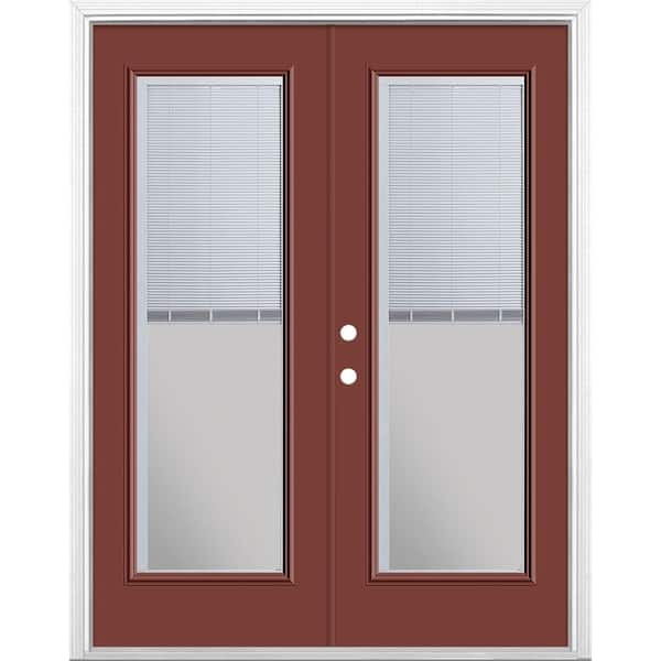 Masonite 60 in. x 80 in. Red Bluff Steel Prehung Right-Hand Inswing Mini Blind Patio Door in Vinyl Frame with Brickmold