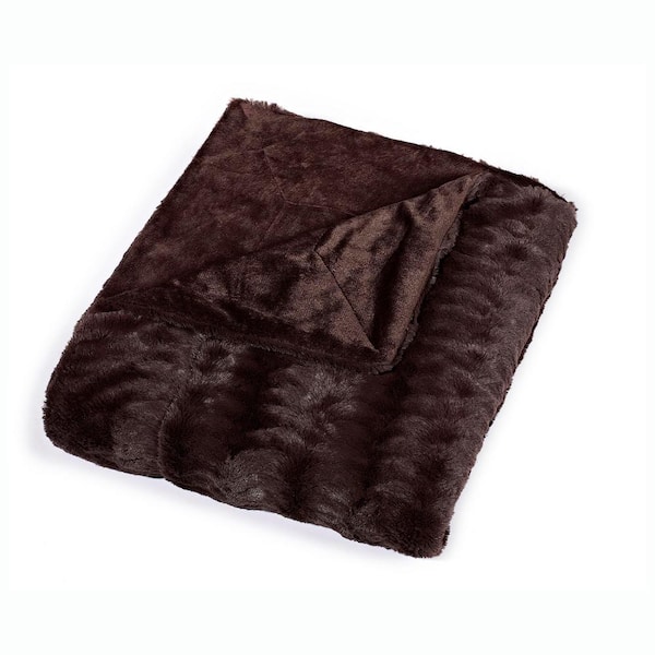 swift home Stylish Chocolate Mink Embossed Faux Fur Reverse to