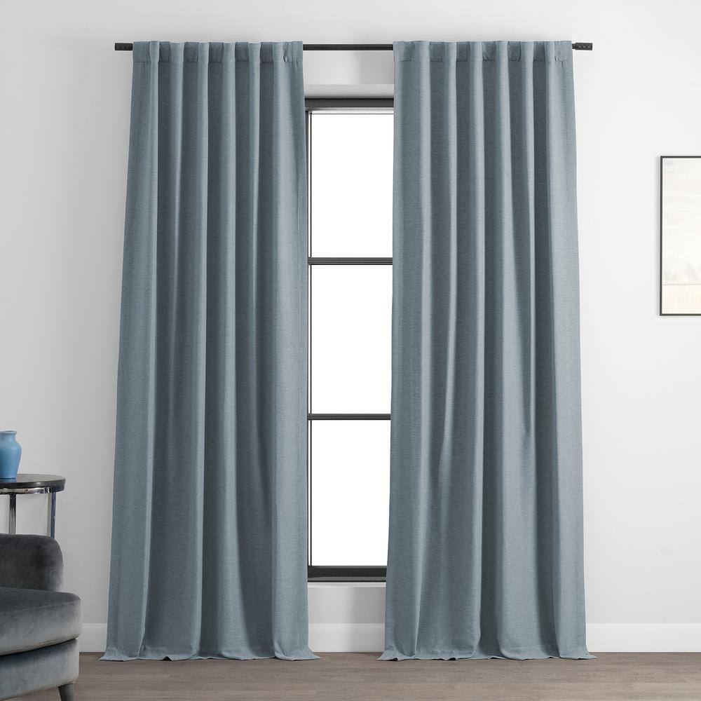Gulf Blue Polyester Blackout Puddle Length Window Panel