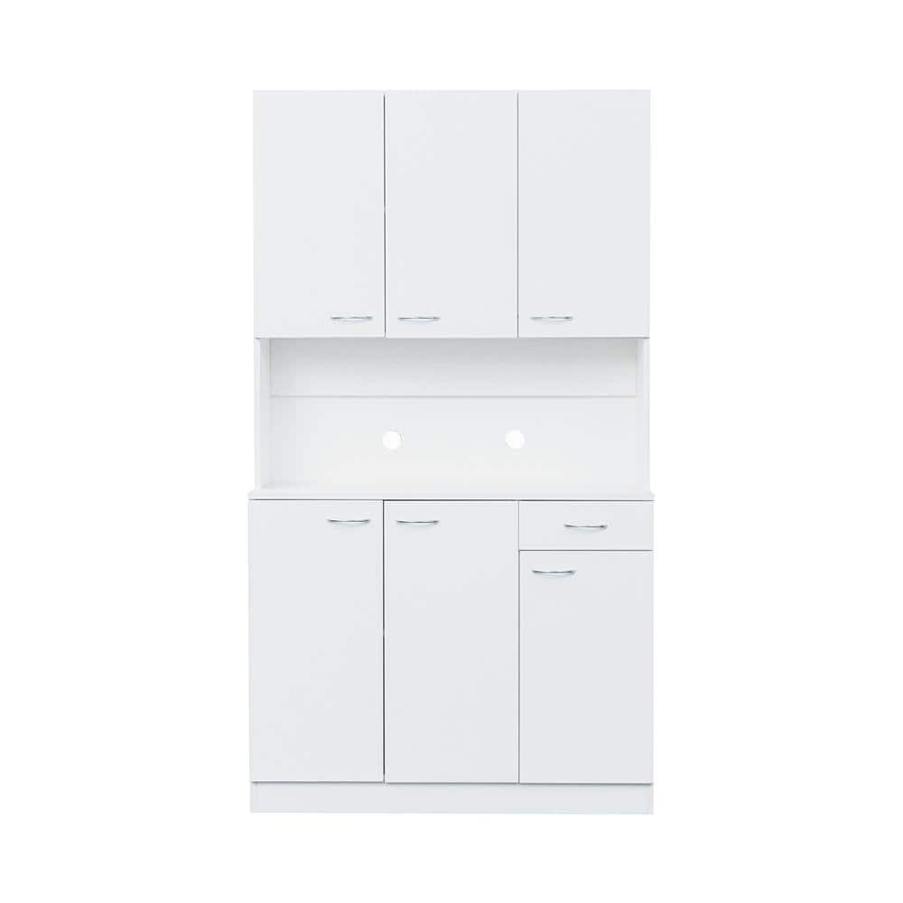 39.37 in. W x 15.35 in. D x 70.87 in. H White Kitchen Linen Cabinet with 6-