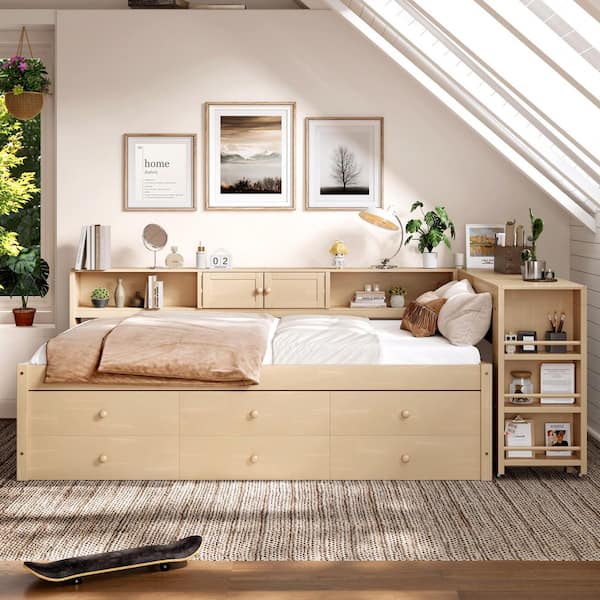 その他 Daybed Malta II Cream Polibi Golden Twin Size Daybed with Storage Drawers RS35-92431460