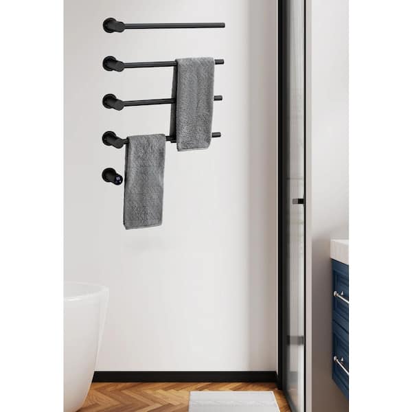 4 Screw-In Electric Hardwire Towel Warmers in Matte Black