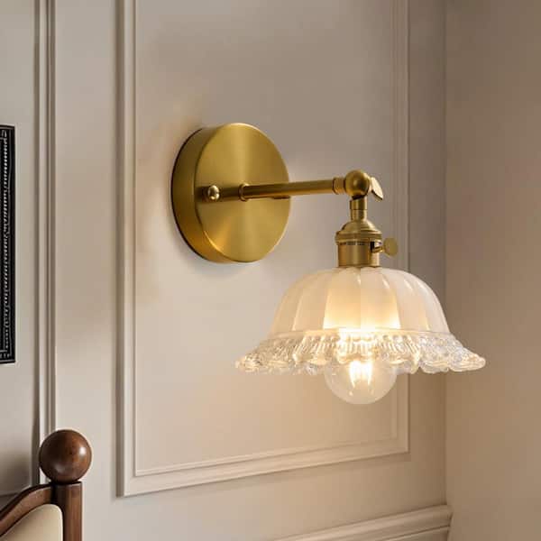 1 - Light Forested Glass Wall Sconce - Mid Century Modern Vanity Light Bathroom Bedroom