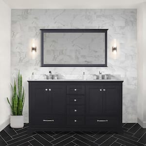 Dukes 60 in. W x 22 in. D Espresso Double Bath Vanity, Carrara Marble Top, Faucet Set, and 58 in. Mirror