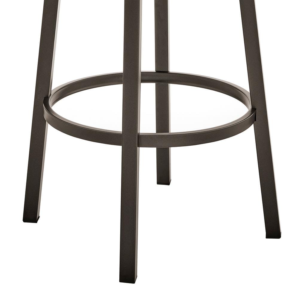 Java Brown Metal Swivel Bar Stool with Chocolate Faux Leather