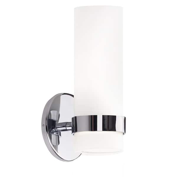 KUZCO Milano 9 in. 1-Light 9-Watt Chrome Integrated LED Wall Sconce