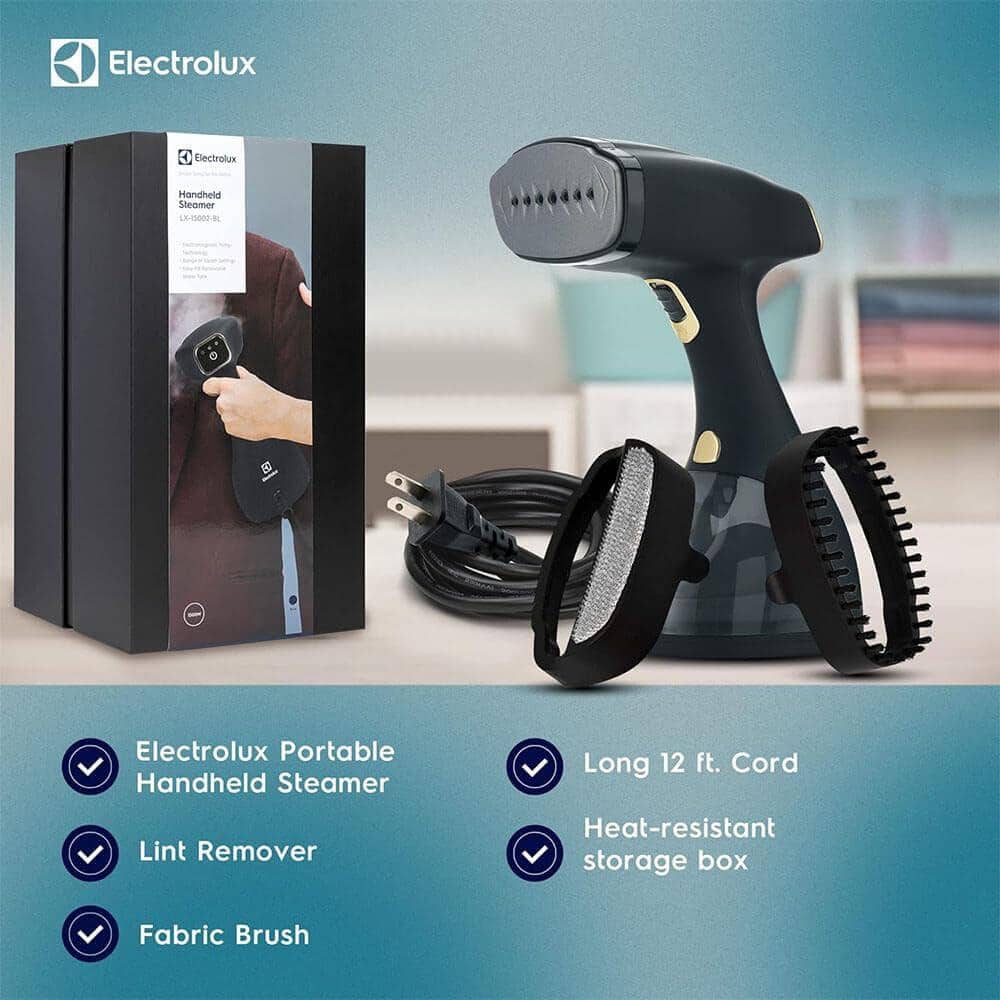 Electrolux Black Ceramic Handheld Fabric Steamer with Detachable Water Tank
