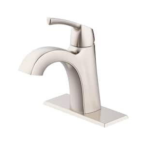 Calandine Single Handle Single Hole Bathroom Faucet with Deckplate Included in Brushed Nickel