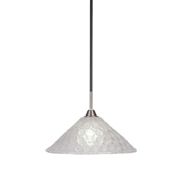 Unbranded Madison 100-Watt 1-Light Matte Black and Brushed Nickel Bowl Mini Pendant Light with Glass Shade
