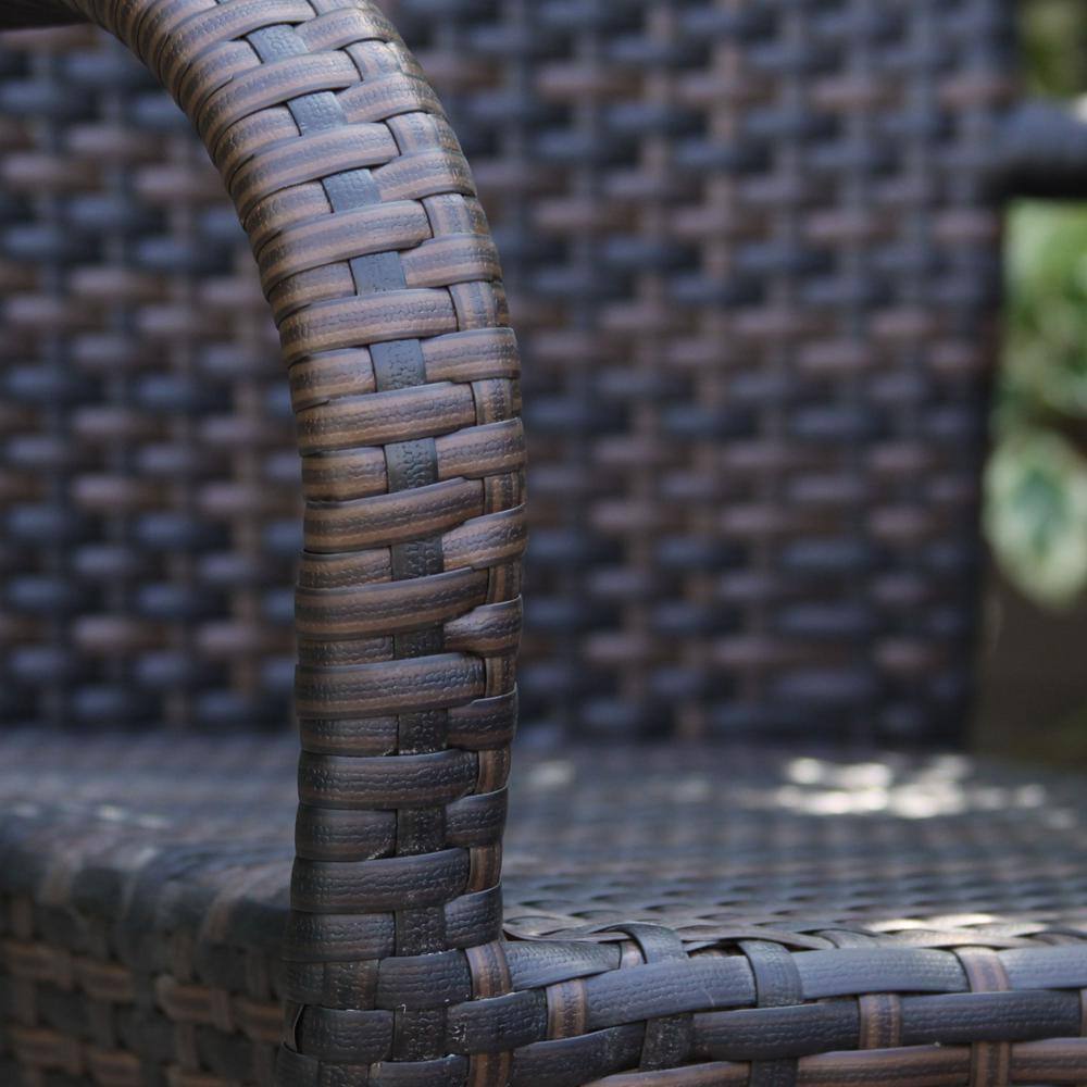 Gray Woven Rattan Stackable Outdoor Dining Chairs, Set of 2