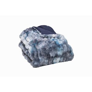 Signature Faux Fur Throw Cony Ice Blue 50 in. x 60 in.