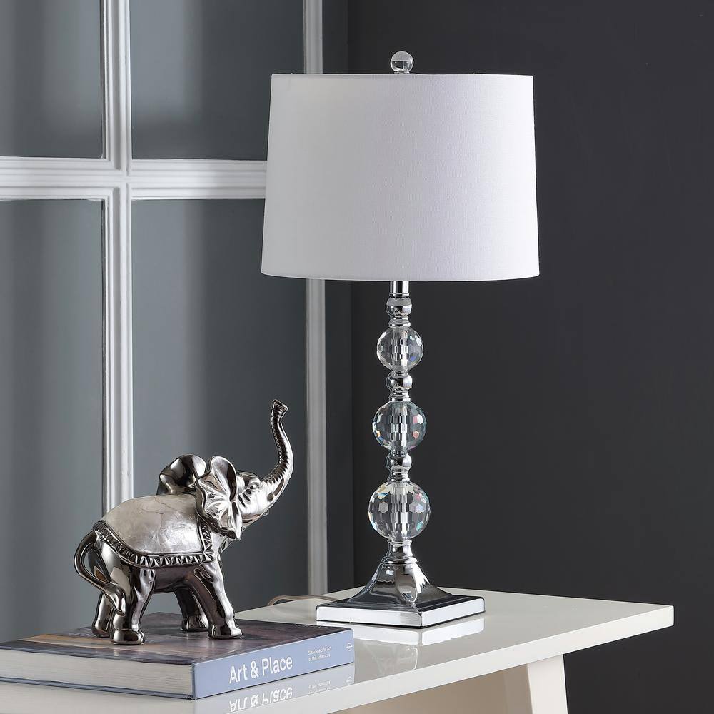 Elegant Maeve Crystal Ball Traditional Table Lamp Set, Clear/White