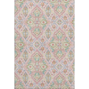 Mayfield Premium Machine Washable Abstract AMF2207 Pink 5 ft. x 7 ft. 6 in. Area Rug