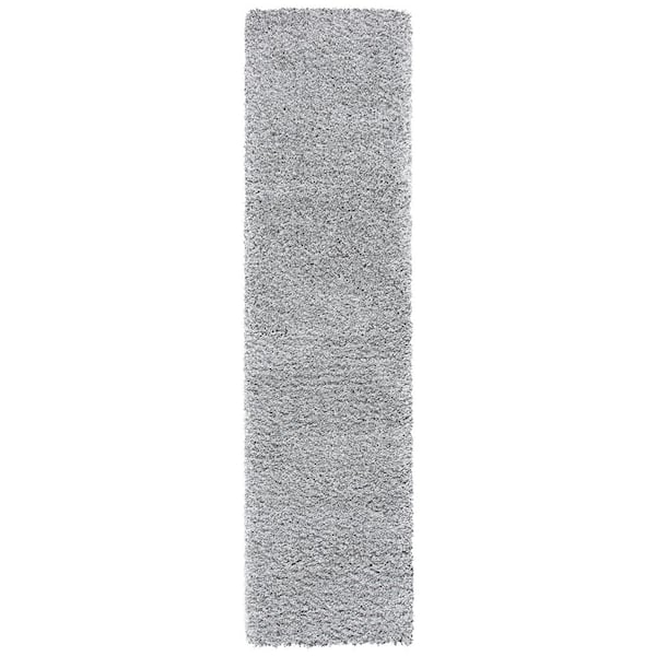 California Shag 2 ft. x 10 ft. Silver Solid Flokati Runner Rug