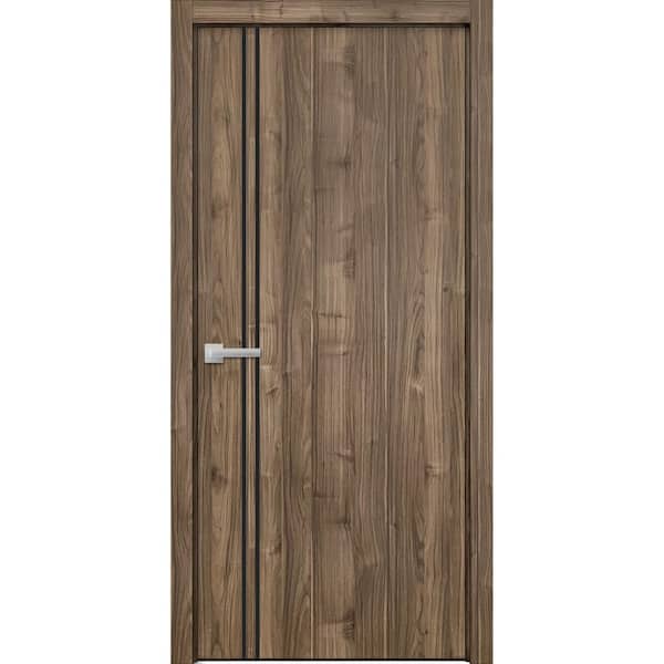 Sartodoors 16 30 in. x 80 in. Right-Hand/Inswing Solid Wood Walnut Single Prehung Interior Door with Hardware