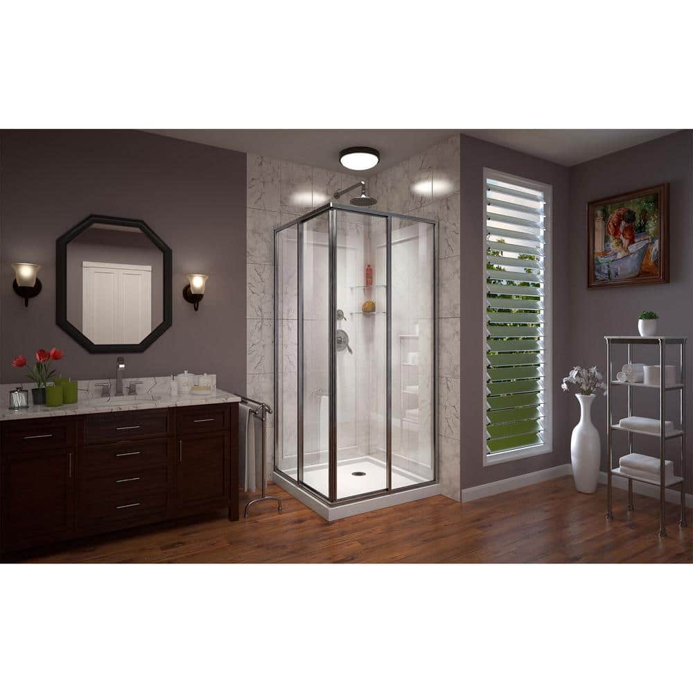 DreamLine 36" Brushed Nickel and White Corner Shower Enclosure