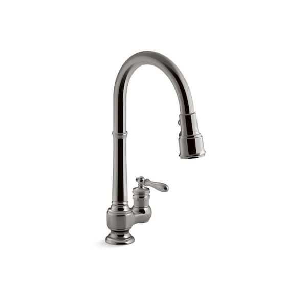 KOHLER Artifacts Single-Handle Pull Down Sprayer Kitchen Faucet in Vibrant Titanium