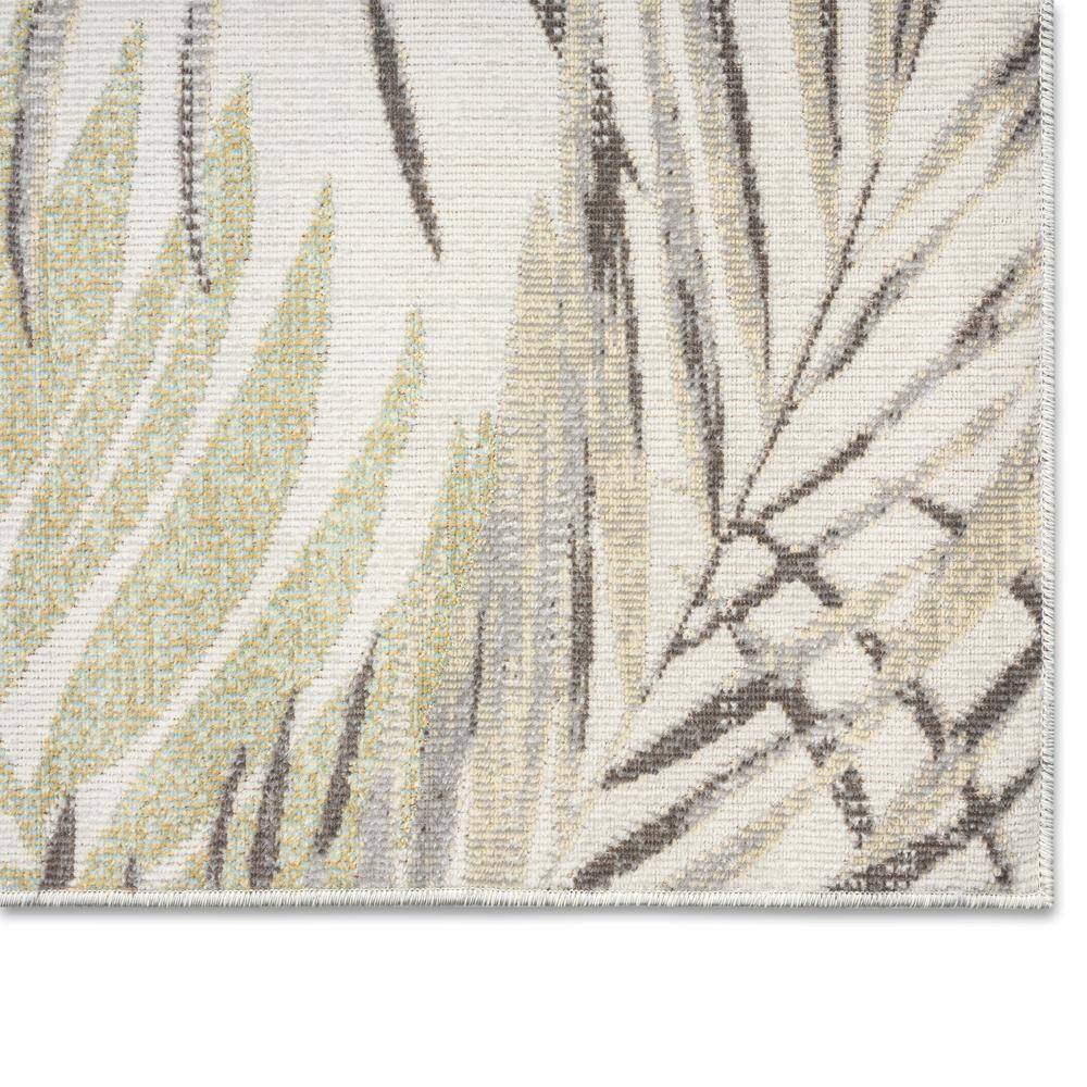 Ivory & Green Tropical Leaf Reversible 5' x 7' Synthetic Area Rug