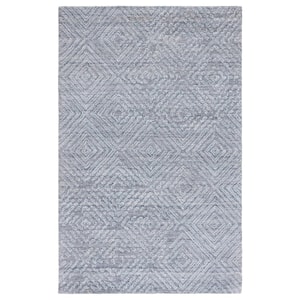 Abstract Blue 2 ft. x 3 ft. Striped Diamonds Area Rug