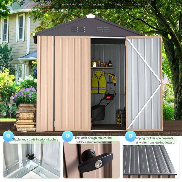 Zeus & Ruta 4 ft. W x 6 ft. D Arched Brown Metal Outdoor Storage