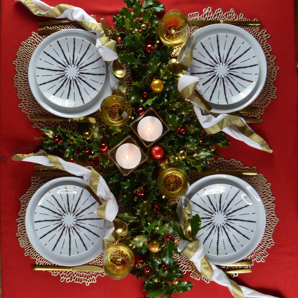 Gold and Black Starburst Porcelain Salad Plates, Set of 4