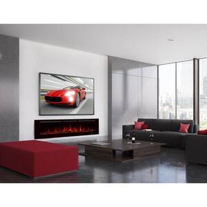 72 in. Recessed Wall Mounted Electric Fireplace Heater Smokeless in Black with Remote Control