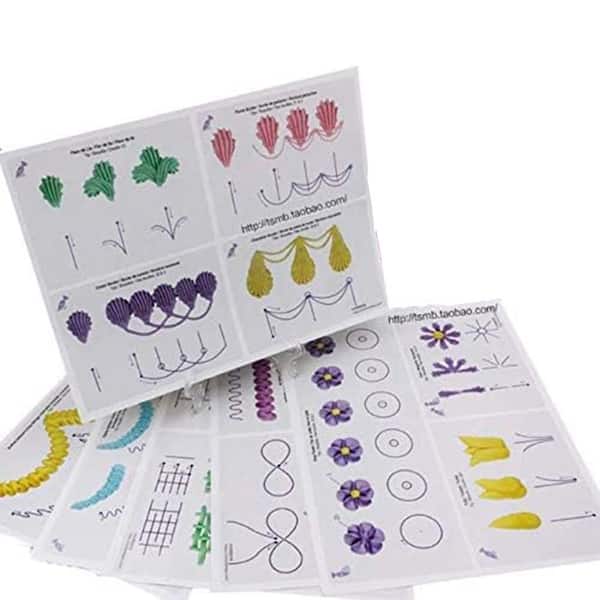 23-Sheet Set Cake Decorating Practice Board with Icing Piping Nozzles Drawings, 210x280mm, Plastic