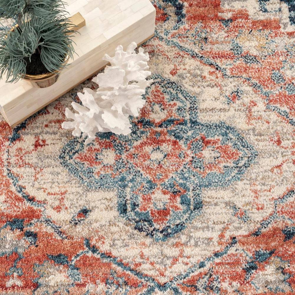 Harley Blue Medallion Synthetic Easy Care Runner Rug