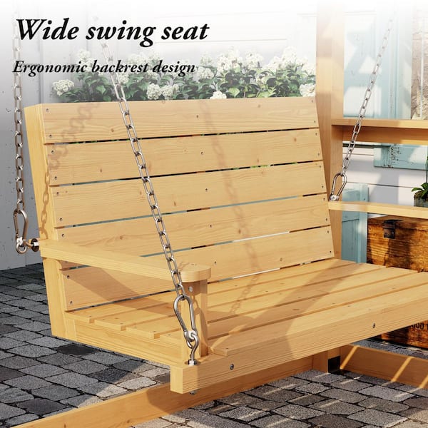 FUFU&GAGA Cedar Wood 53 in. 2-Person Patio Swing with Pergola