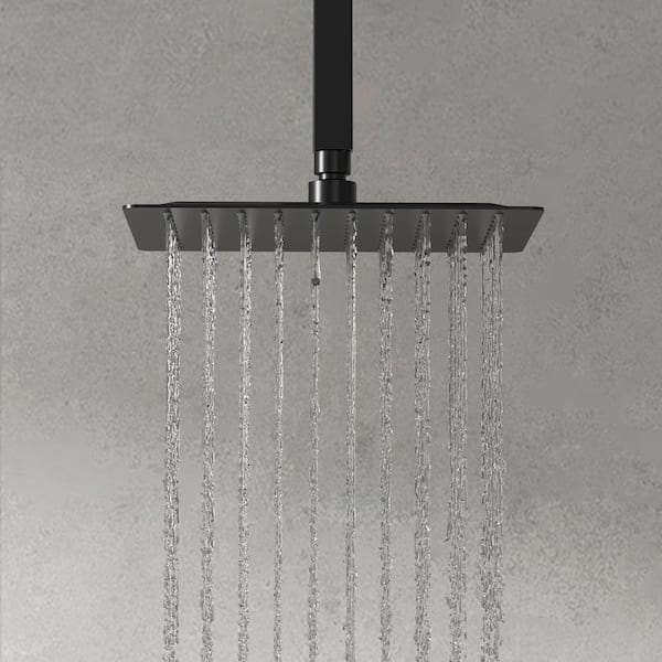 Classic Rain 10 in. Single Handle 2-Spray Shower Faucet 2.5 GPM with Pressure Balance in. Matte Black Valve Included