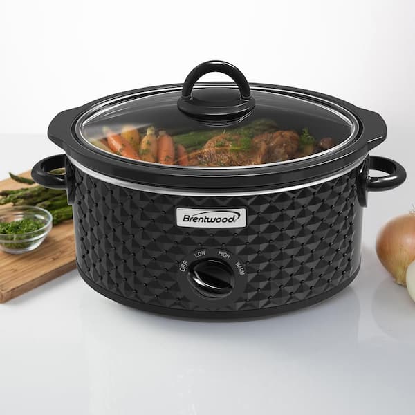 Brentwood 3.5 Qt. Black Diamond Pattern Slow Cooker with 3-Heat Settings  985114776M - The Home Depot