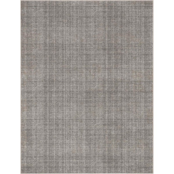 Well Woven Beige Anthracite 7 ft. 7 in. x 9 ft. 10 in. Flat-Weave Abstract Burst Retro Plaid Area Rug