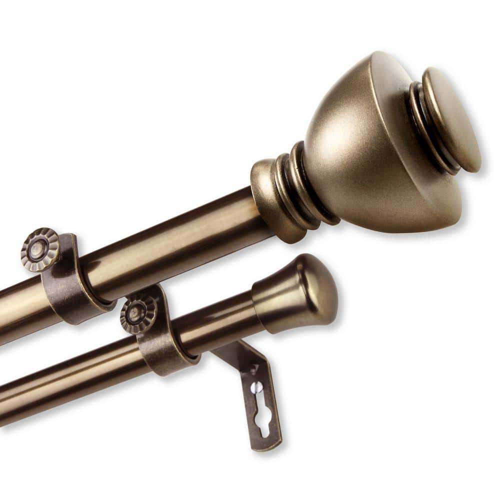 28 in. to 48 in. Adjustable 13/16 in. Friedman Double Curtain Rod in Antiqu