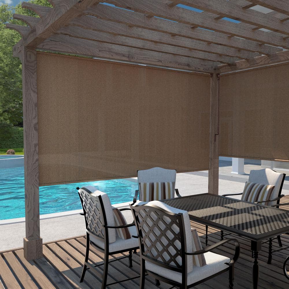 Walnut Cordless UV Blocking Outdoor Roller Shade 120" W x 96" L