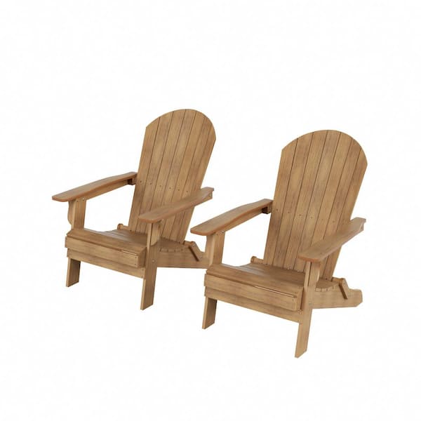 WESTIN OUTDOOR Vineyard Teak Adirondack Chair HIPS Recycled Plastic Outdoor Patio Folding Curveback (Set of 2)