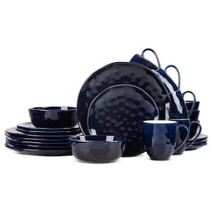 Stone Lain Ivy 24-Piece Dinnerware Set Porcelain, Service For 6, Navy Blue