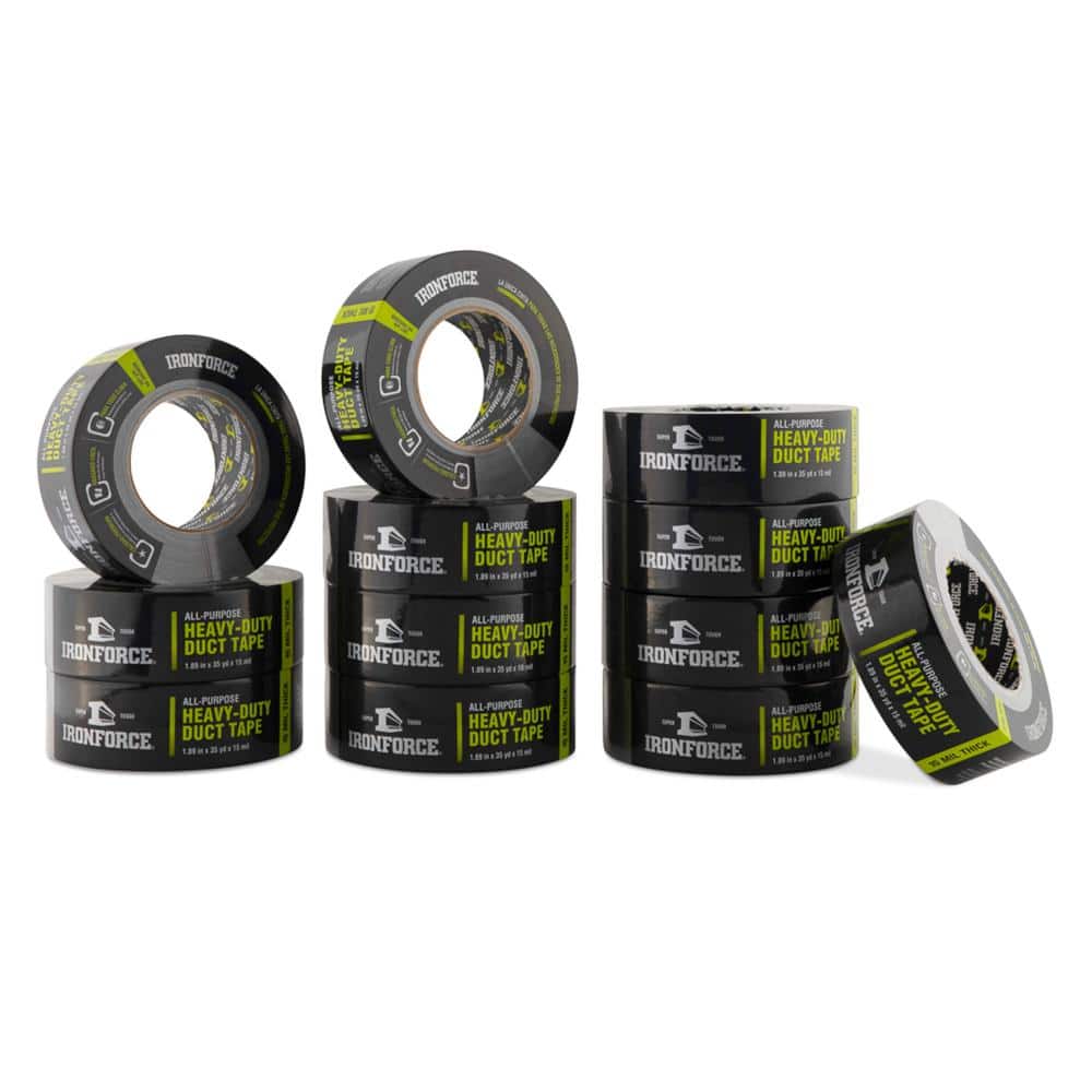 IRONFORCE 1.89 in. x 35 yd. All-Purpose Heavy-Duty Duct Tape in Gray (12-Pack) 1427831