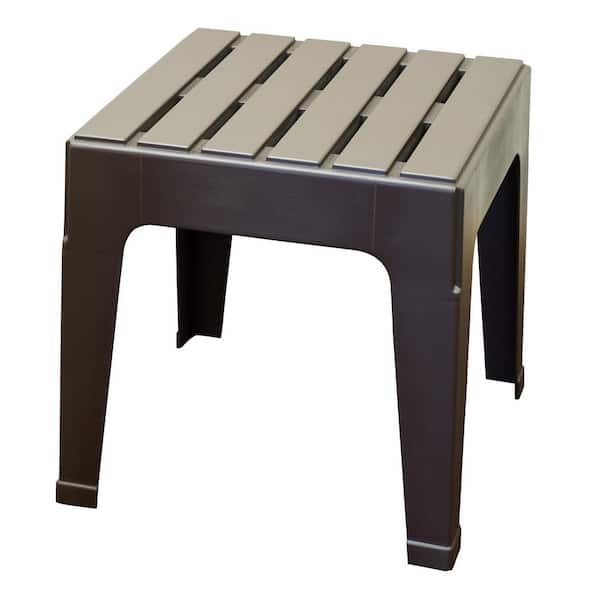 Adams Big Easy Stack Brown Square Resin 18 in. Outdoor Side Table (2 Pack)